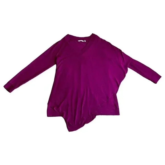 Soft Surroundings Knit Top Asymmetric Draped Pink Size Large long sleeves - Picture 2 of 8
